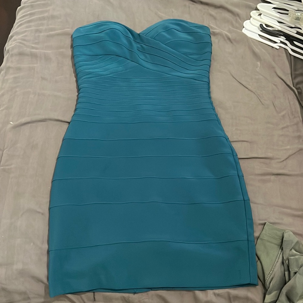 Teal strapless bodycon dress size S